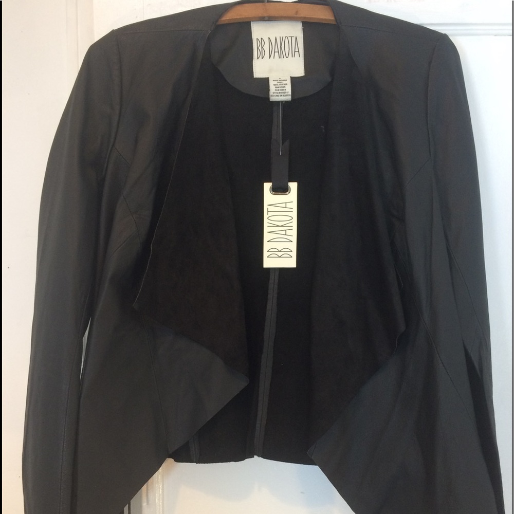 B.B. Dakota black leather jacket blazer